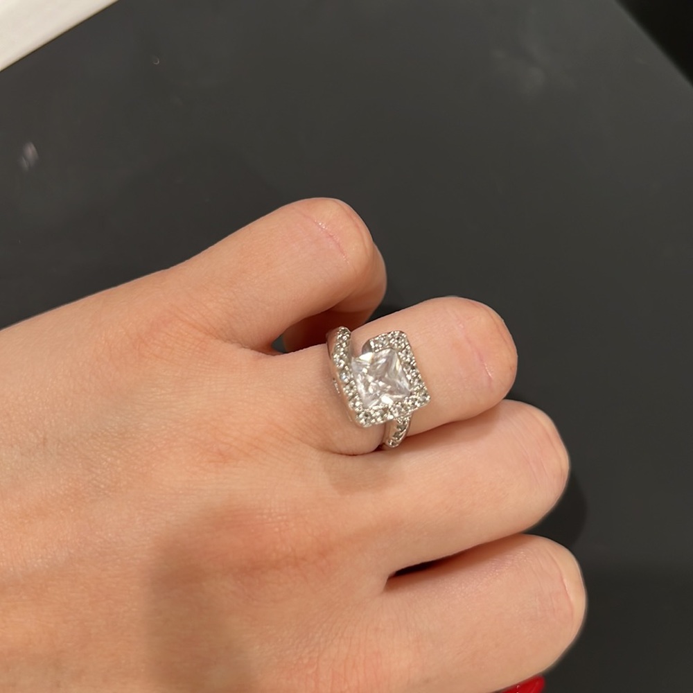 Silver Ring Double With Diamond - image 4